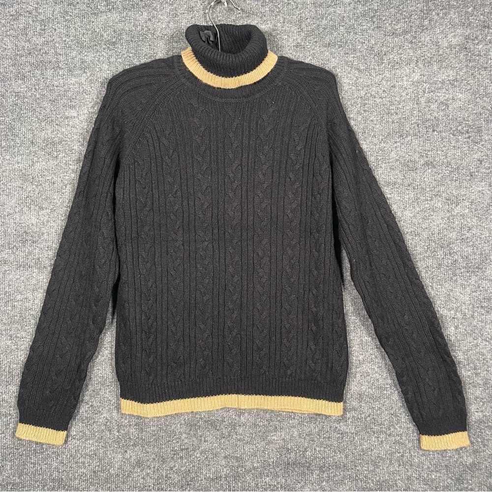 VTG Evan Picone Women’s Medium Black Tan Fishermen Cable‎ Knit Angora Sweater